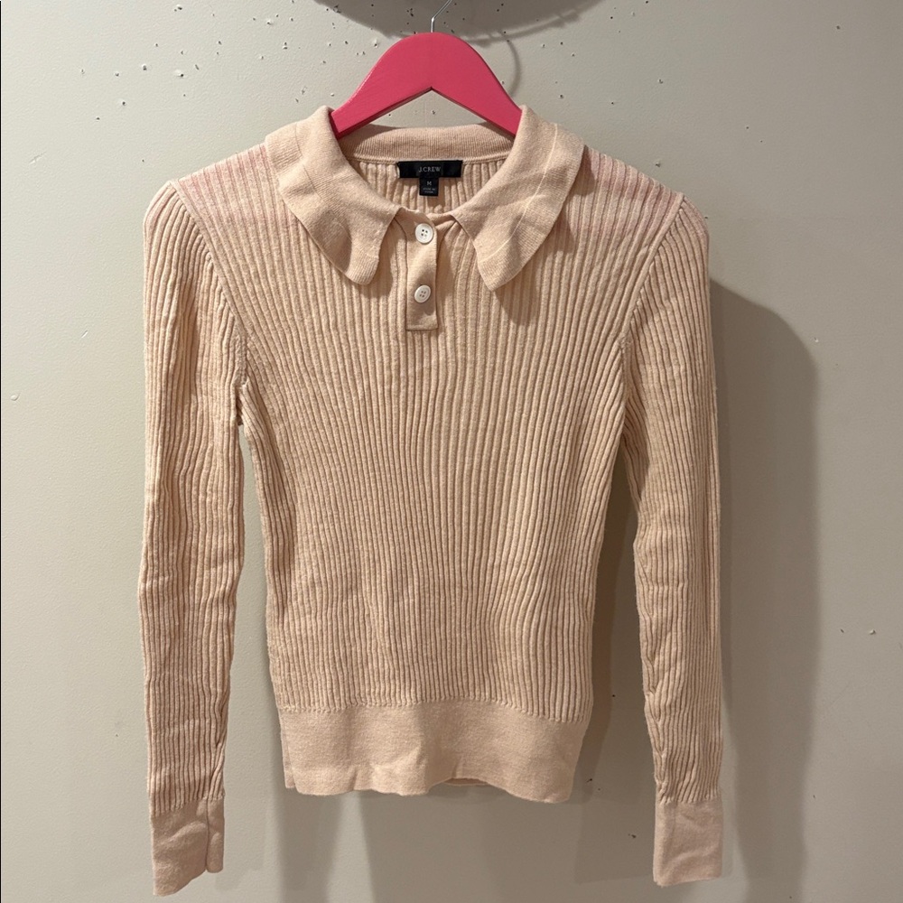 J. Crew Women's Beige Ribbed Button Down Shirt